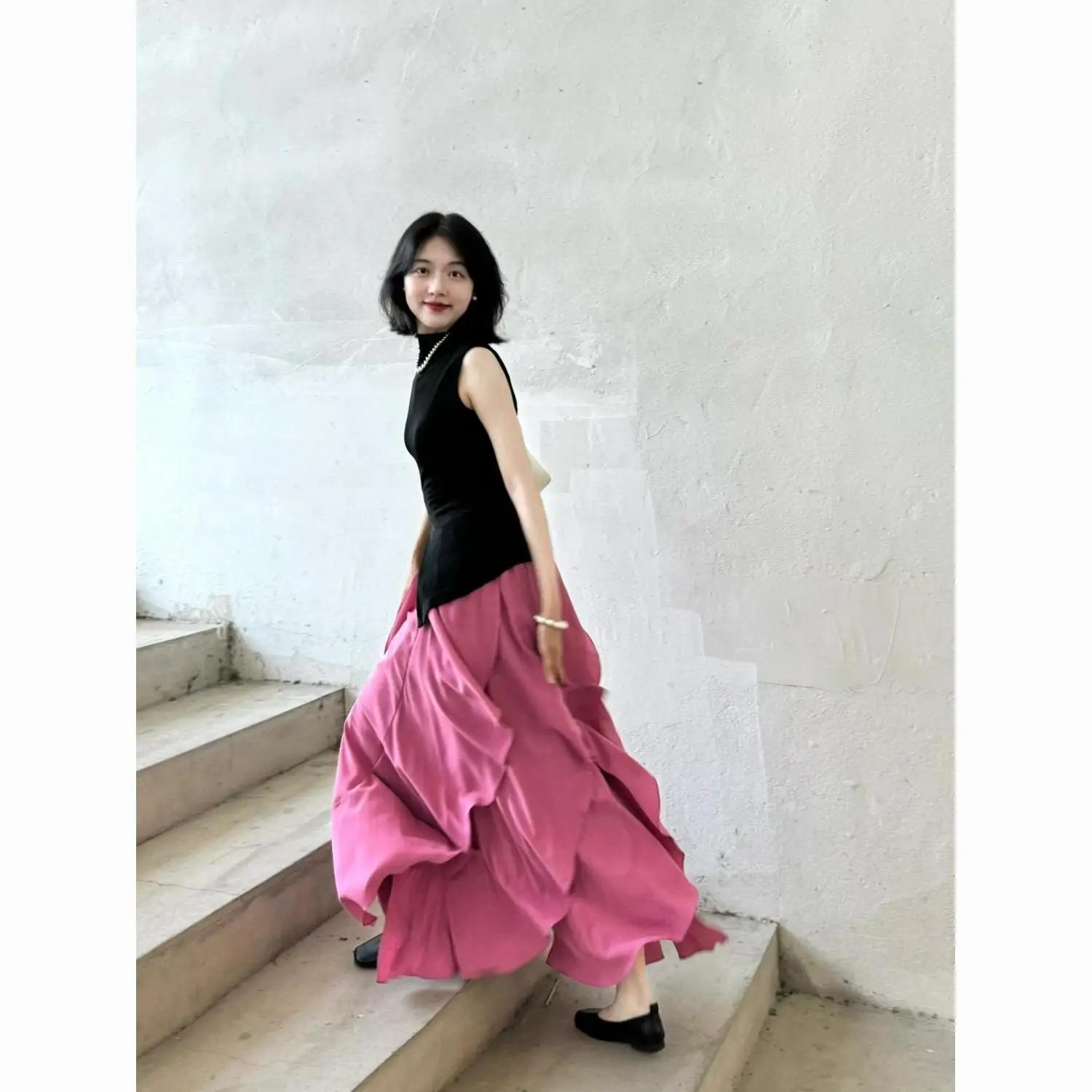 Wedbleser Fashion Korean Summer Woman 2025 Temperament New A-line Long Irregular Skirt