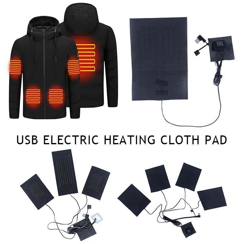 USB Clothes Heater Pad With 3 Gear Adjustable Temperature Electric Heating Sheet Heating Warmer Pad For Vest Jacket