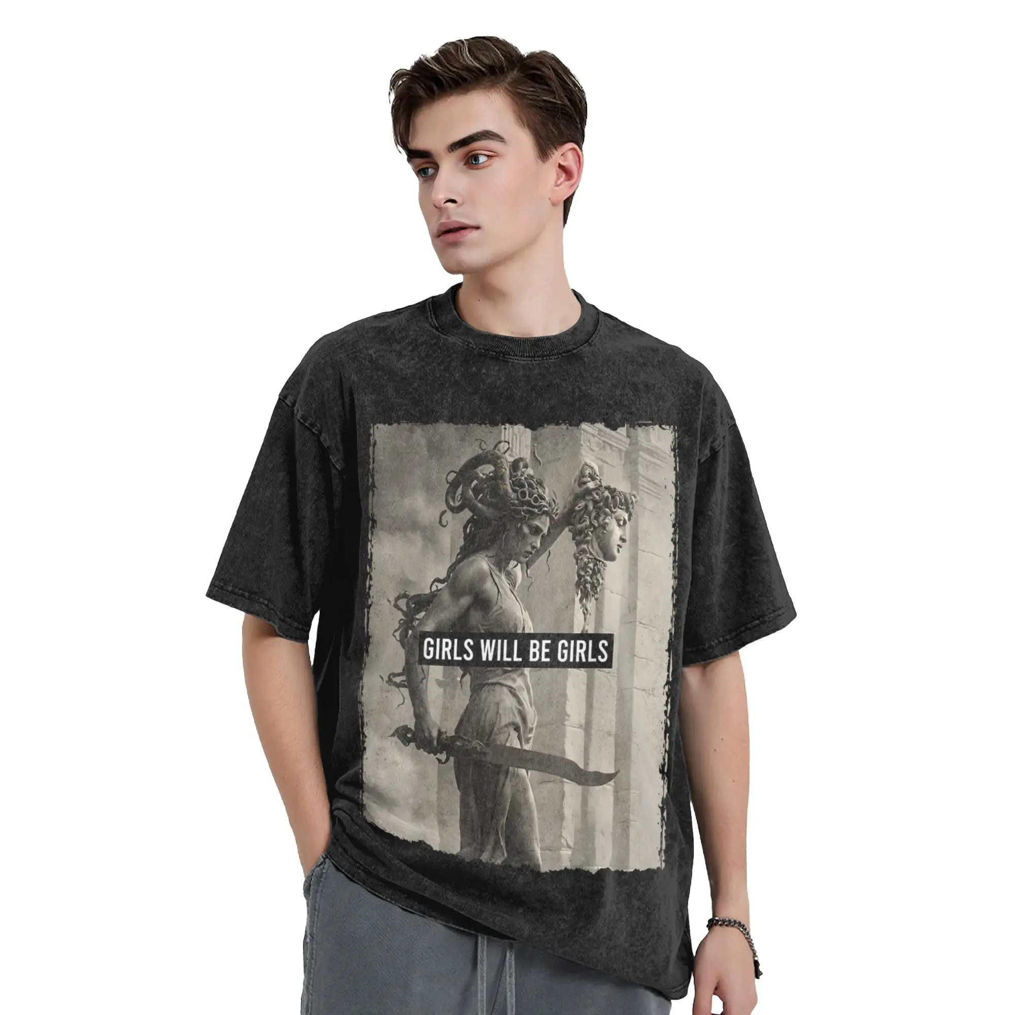 

Girl Will Be Girls s Medusa Feminist T-Shirt Fashion T-Shirts Short Sleeve Aesthetic Tshirt Summer Cotton Plus Size Top Tees
