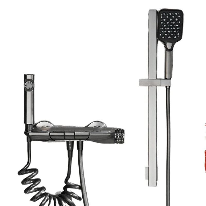 

Household pressurized shower split simple bathroom shower head gun gray brushed all copper bath