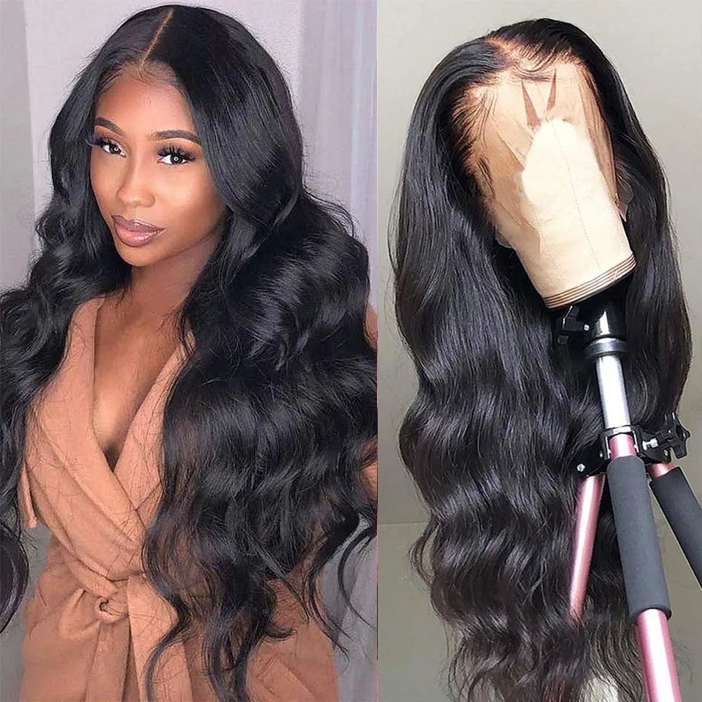 

13X6 HD Передние парики 200 Плотность Объемная волна Парики из человеческих волос Предварительно выщипанные 360 Кружева Фронтальная прозрачная кружевная парик из человеческих волос Свободные парики