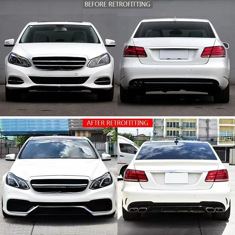 

2014-2015 New Car Modification Upgrade W212 AMG63 Front Bumper with Fog Light and Rear Bumper Bolt-On Body Kit for