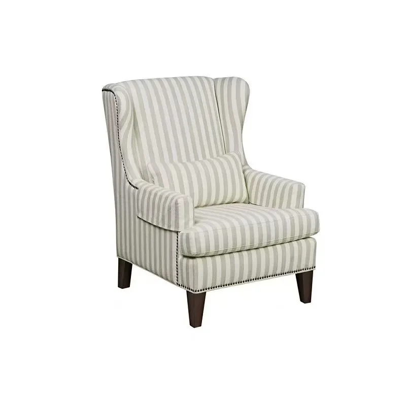 

French retro style striped bed and breakfast hotel fabric sofa small apartment living room bedroom reception chair leisure sofa