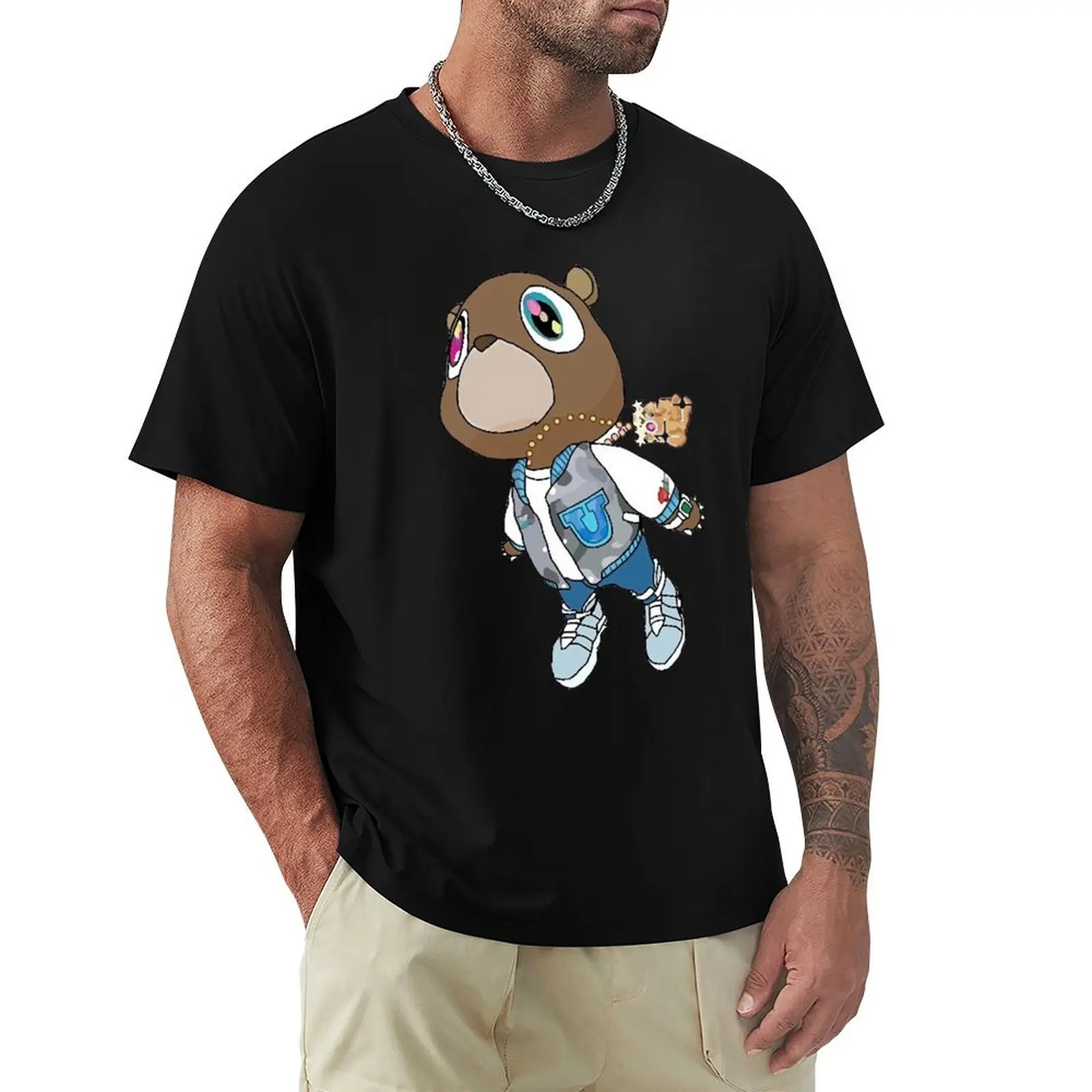 Graduation Bear T-Shirt Basic Short Sleeve T-Shirt for Men