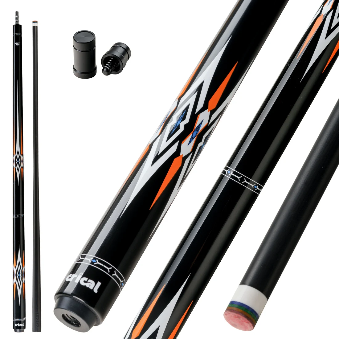 CRICAL CL-PRO Carbon Fiber Pool Cue Stick  12.4mm Tip 3 * 8/8 Joint Pin Black Technology Low DeflectionProfessional 1/2 Billiard