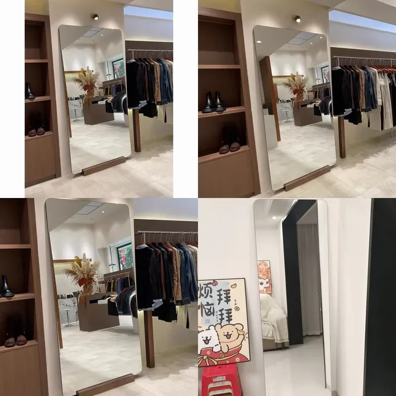 For French Nordic Frameless Floor Standing Full Length Mirror Home Bedroom Dressing Mirror Large Wall Mounted Clothing Store