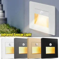 Sensor de movimento pir led night light recesso lâmpada de indução corpo infravermelho para passos escada escadas corredor quarto luzes da cozinha