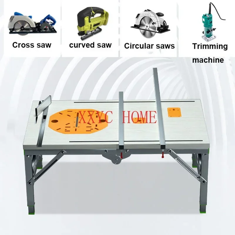 Folding Work Table Multifuctional Portable Workbench DIY Woodworking Use Folding Lifting Work Saw Upside Down Sliding Table Saw