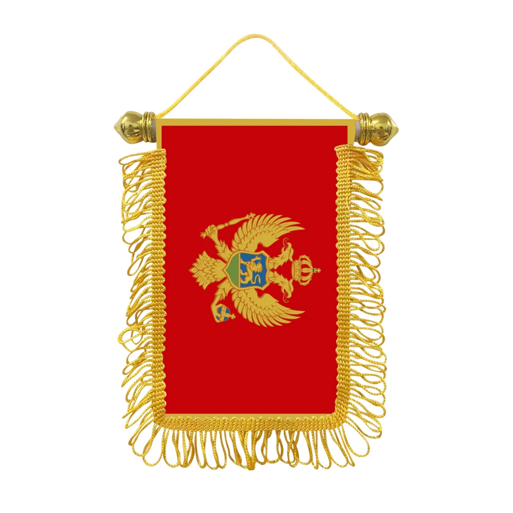 Montenegro small hanging flag 10x15cm triangular flag car decoration hanging flag double-sided pattern with suction cup