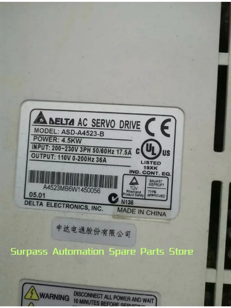 ASD-A4523-B Used servo drive 4.5kW test function OK