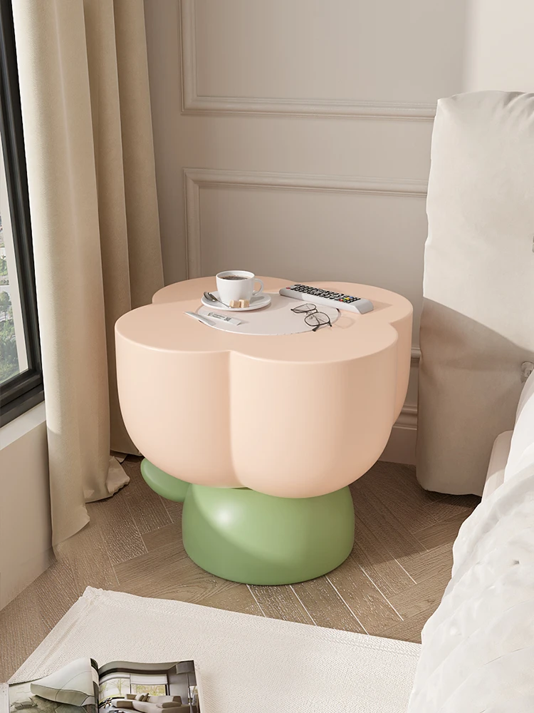 Tulip Milk Oil Wind Small Bedside Table Tea Table Modern and Minimalist Bedside Cabinet Storage Cabinet Storage Rack Internet Re