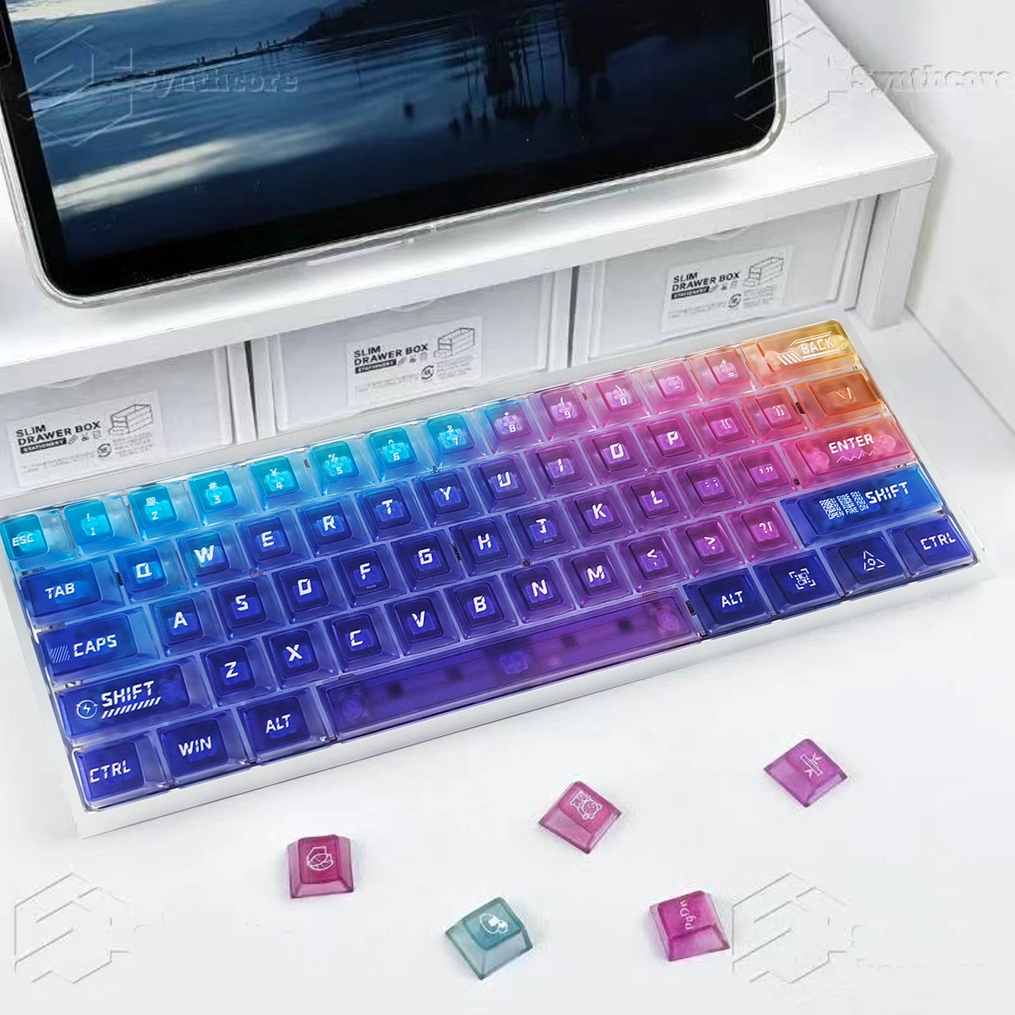 Rainbow Matte Keycaps Pc Keyboard Keycaps With Translucent Backlight 115Keys Matte Texture Keycap Set