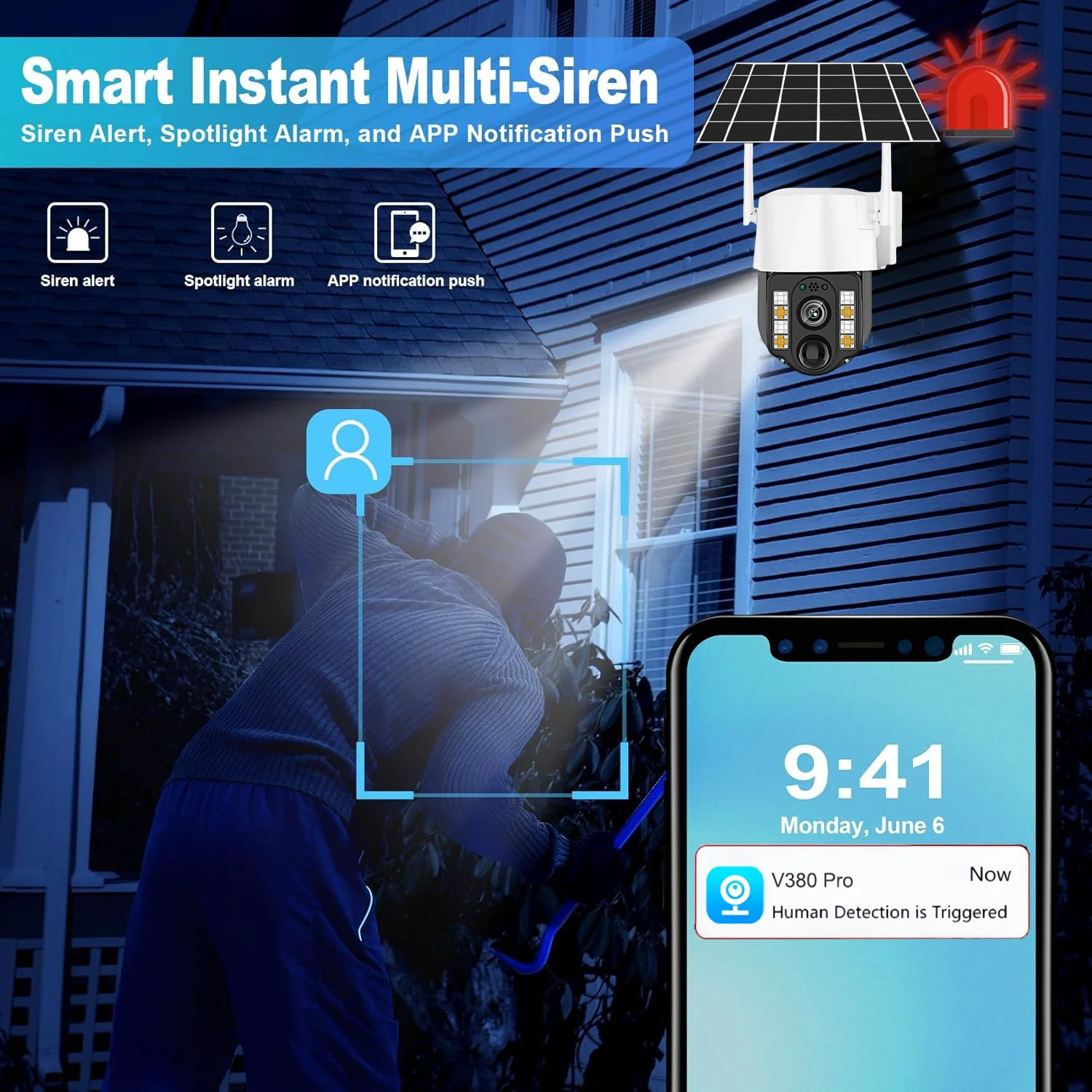 Solar Camera 4G Sim Outdoor PIR Human Detect Wireless Camara Powered Energy Waterproof CCTV Home Security Protection V380 Pro