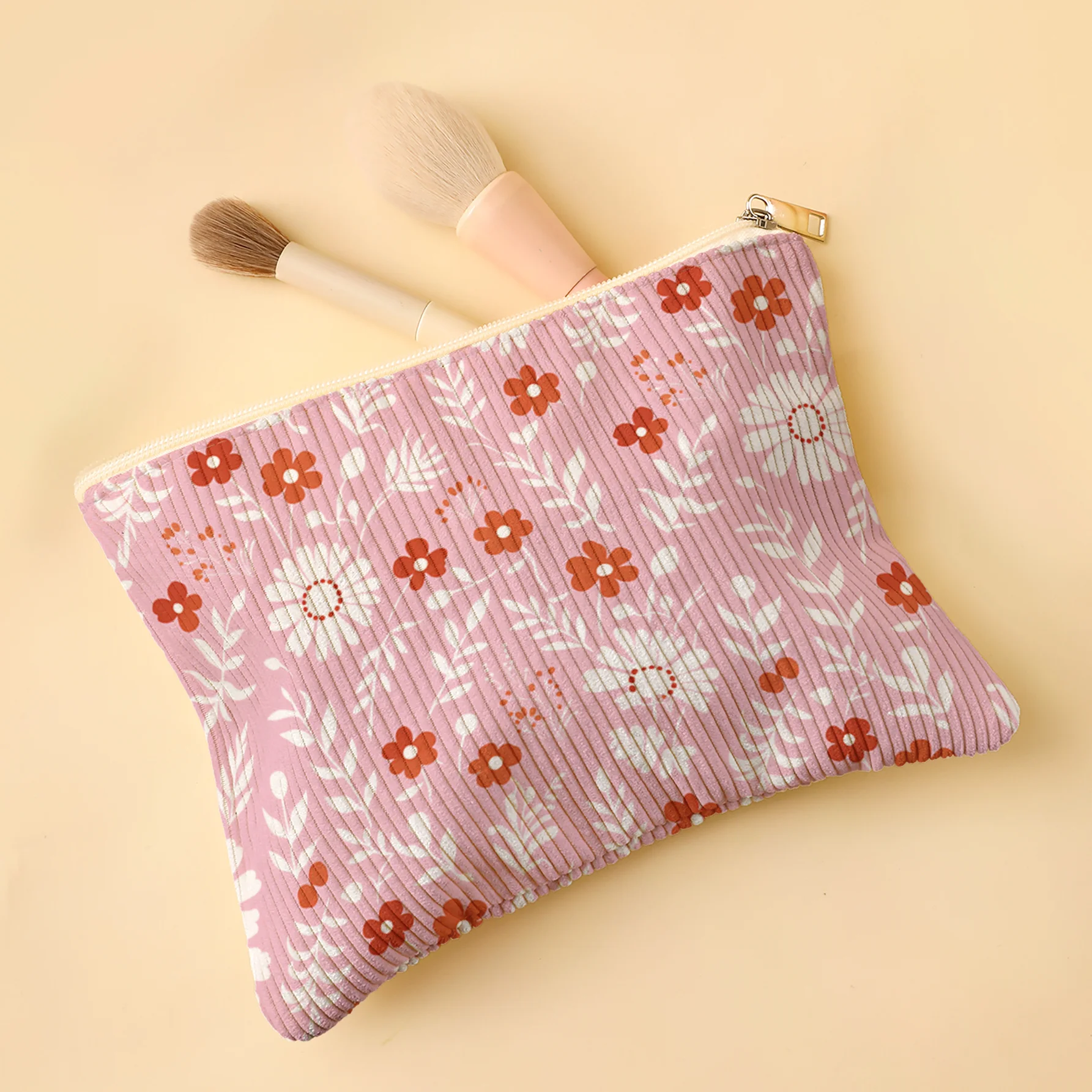 Corduroy Makeup Bag Large Capacity Fits Foundation/Eyeshadow Palette/Lipstick | Say Goodbye to Vanity Clutter