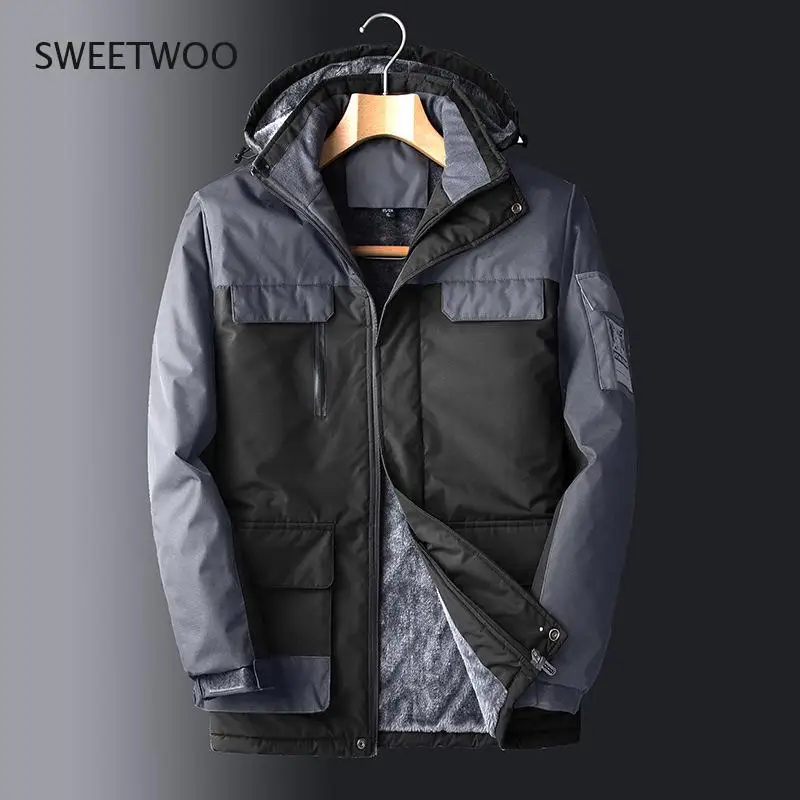 Hooded waterproof jacket for men oversized coat warm parka large size 9xl 8xl winter collection