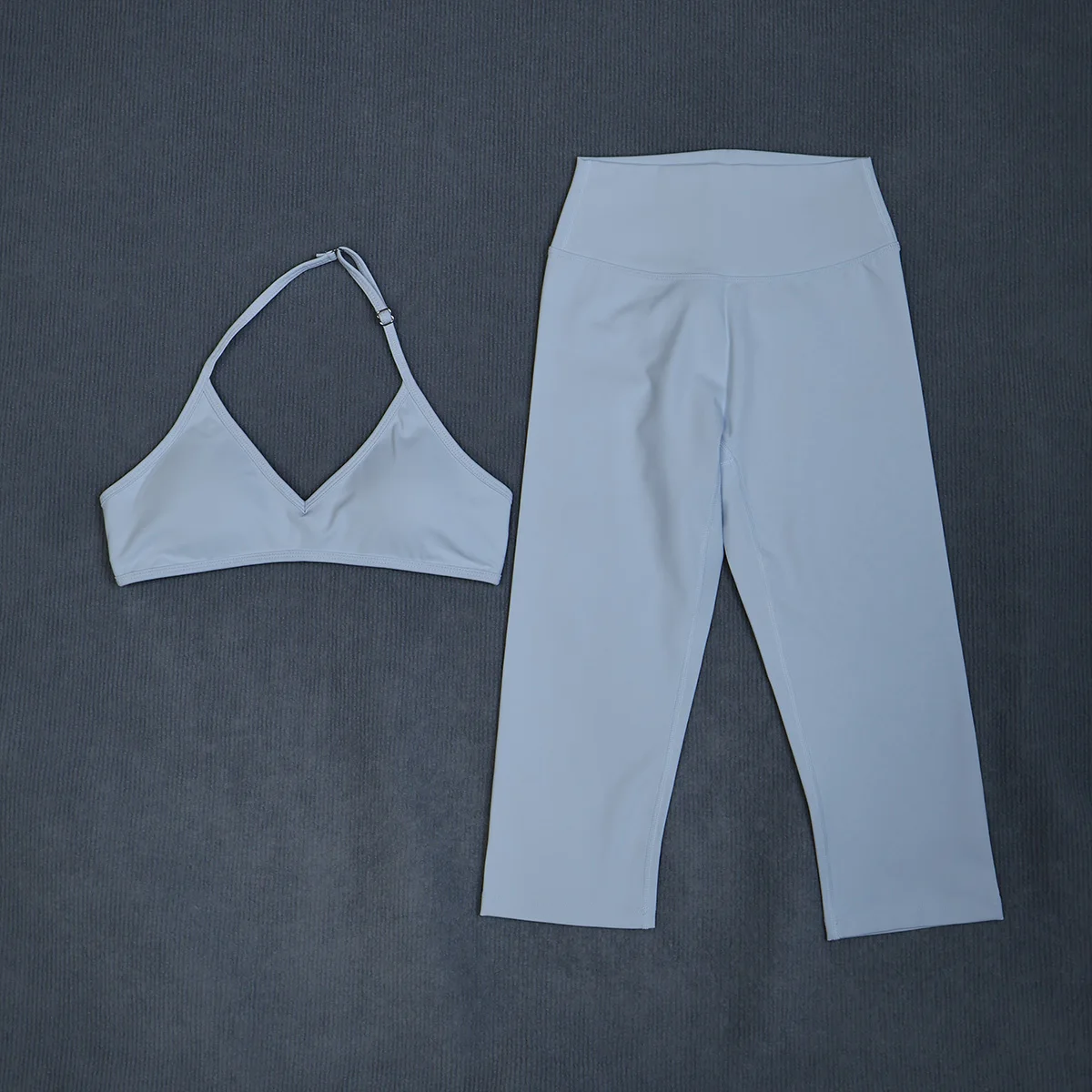 Ctenkevet Damen-Sommer-Sportset, 2-teilig, ärmellos, Sport-BH, Capri-Leggings, 3/4, zweiteiliger Fitness-Yoga-Laufanzug, Outdoor, weiblich – Detail 18