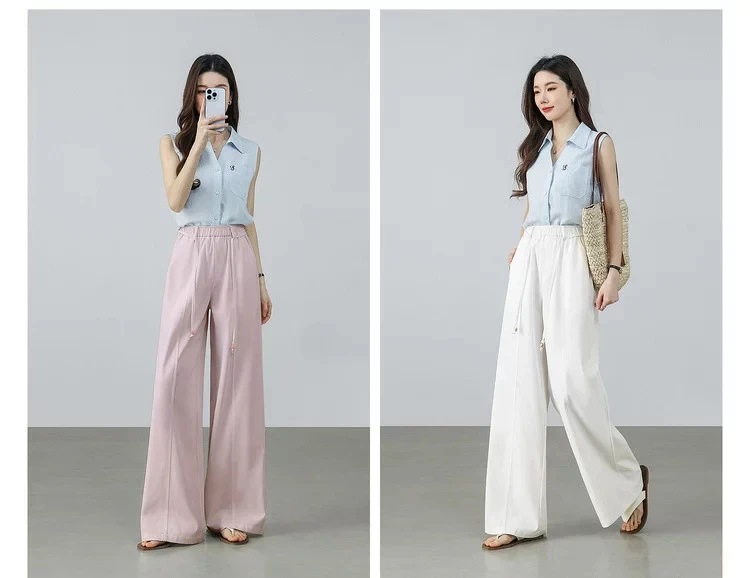 SENTUBILA Damen Sonnenschutz-Hose mit geradem Bein 2026 Sommer Rosa Lässige Pendler-Schlankheitshose mit Gürtel 162KA4017 – Detail 7