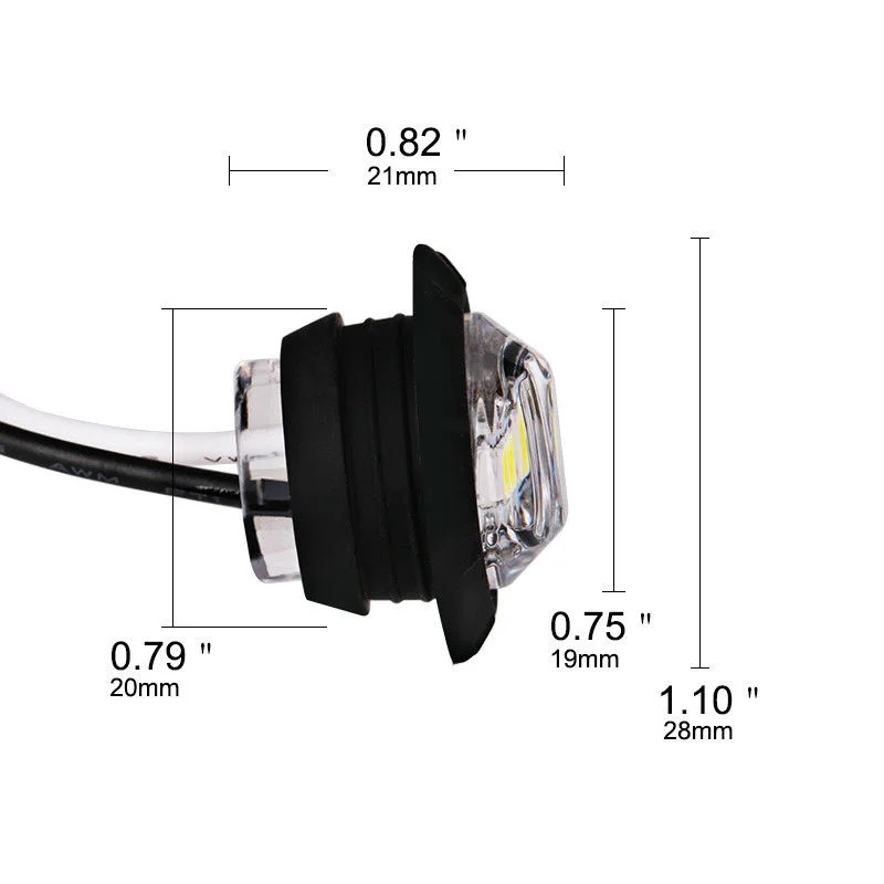 1X 3/4" Ambra Giallo Piccole luci di posizione laterali rotonde 3LED Lampade a bottone Camion 12V