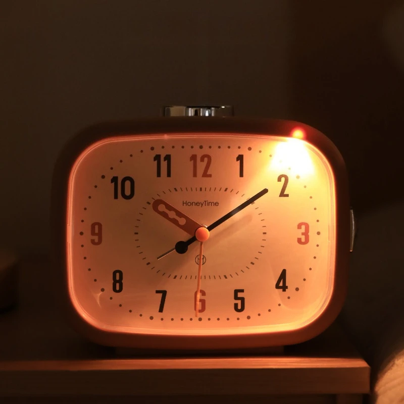 Modern Fashion Music Alarm Clock Children Student Vintage Cute Mute Nightlight Bedroom Desktop Study Clock Cozy ABS Touch Feel