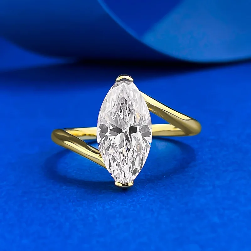 6*12mm Marquise Cut Moissanite Engagement Rings for Women 925 Sterling Silver 18K Gold Plated Wedding Band Bridal Gifts