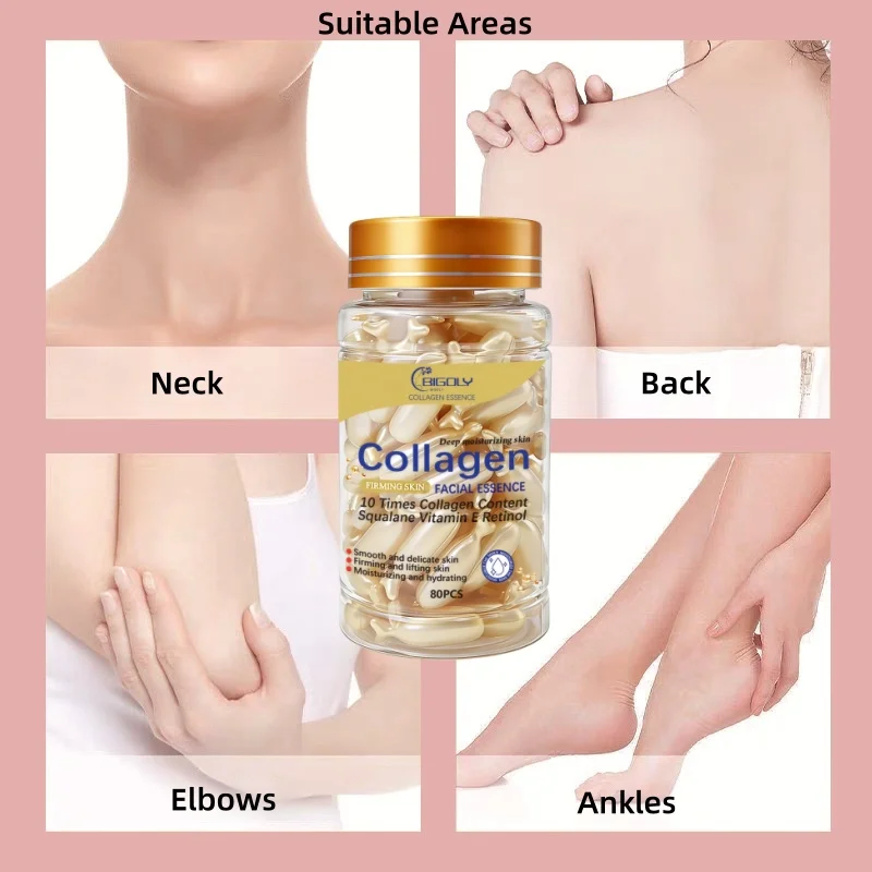Collagen Facial Essence, Deeply Moisturizing, Firming and Lifting the Skin, Packaged in Capsules, Safe and Hygienic, Easy to Carry