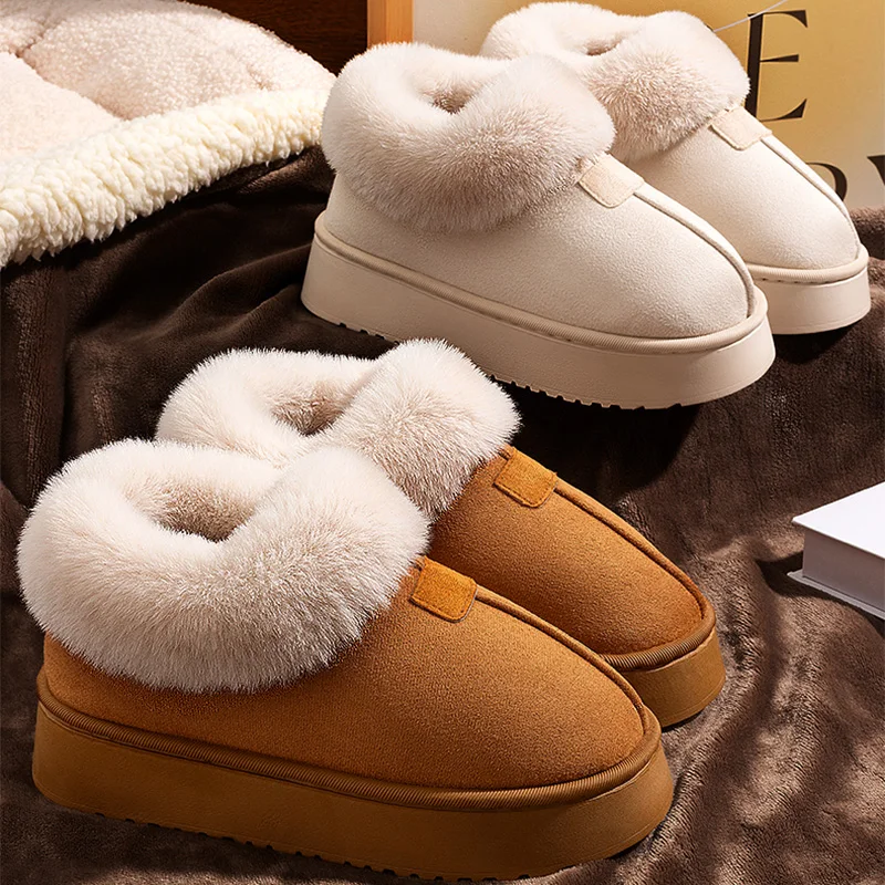 

Casual Fluffy Warm Snow Boots for Women Platform Non Slip Wear Resistant Fur Boots Woman Thicken Plush Cozy Cotton Shoes Lady