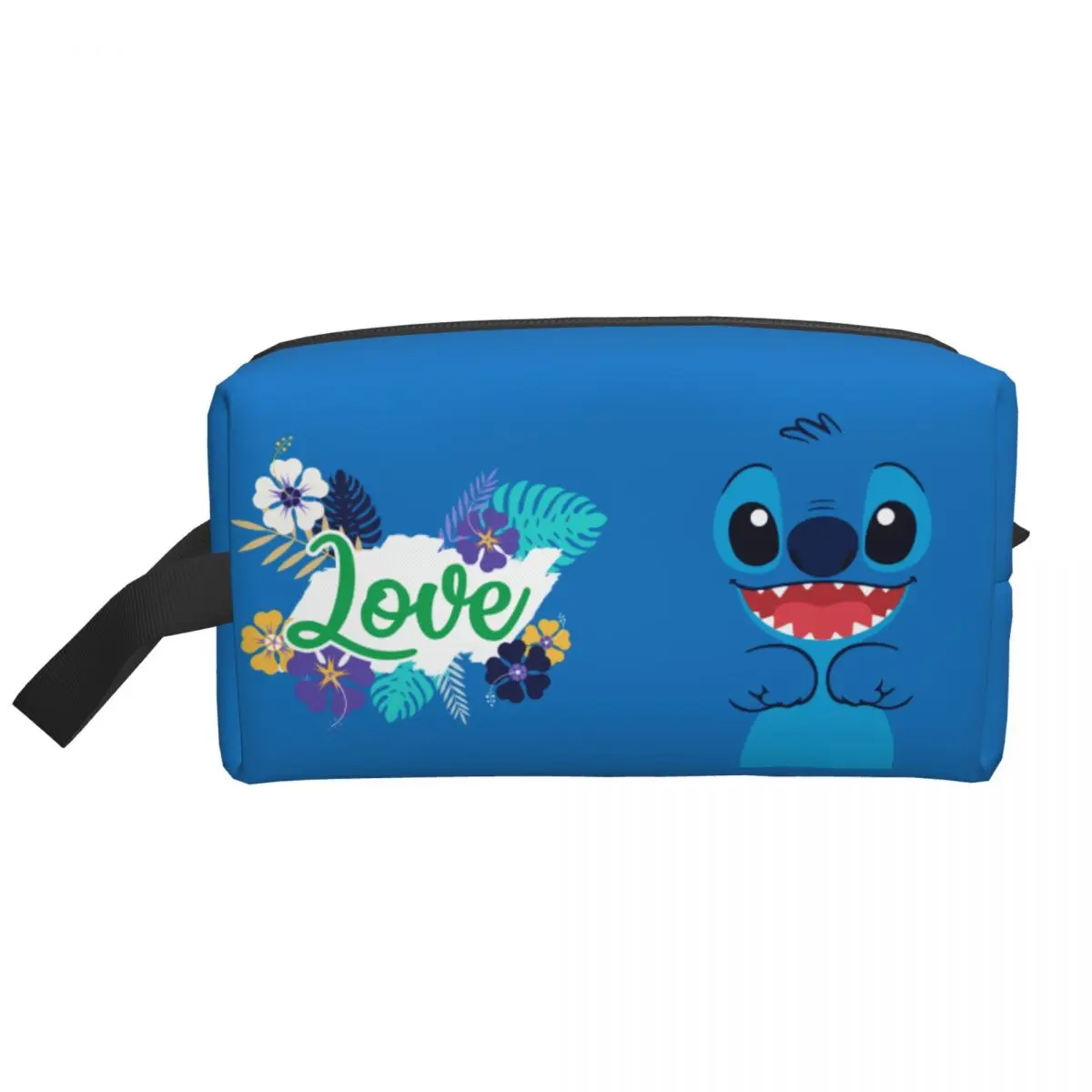 Custom Stitch And Angel In Love Anime Film Travel Cosmetic Bag Women Toiletry Makeup Organizer Ladies Beauty Storage Dopp Kit