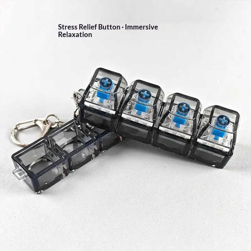 【Novo】Chaveiro Testador de Botões de Descompressão, Brinquedo de Descompressão para Pressionar com os Dedos