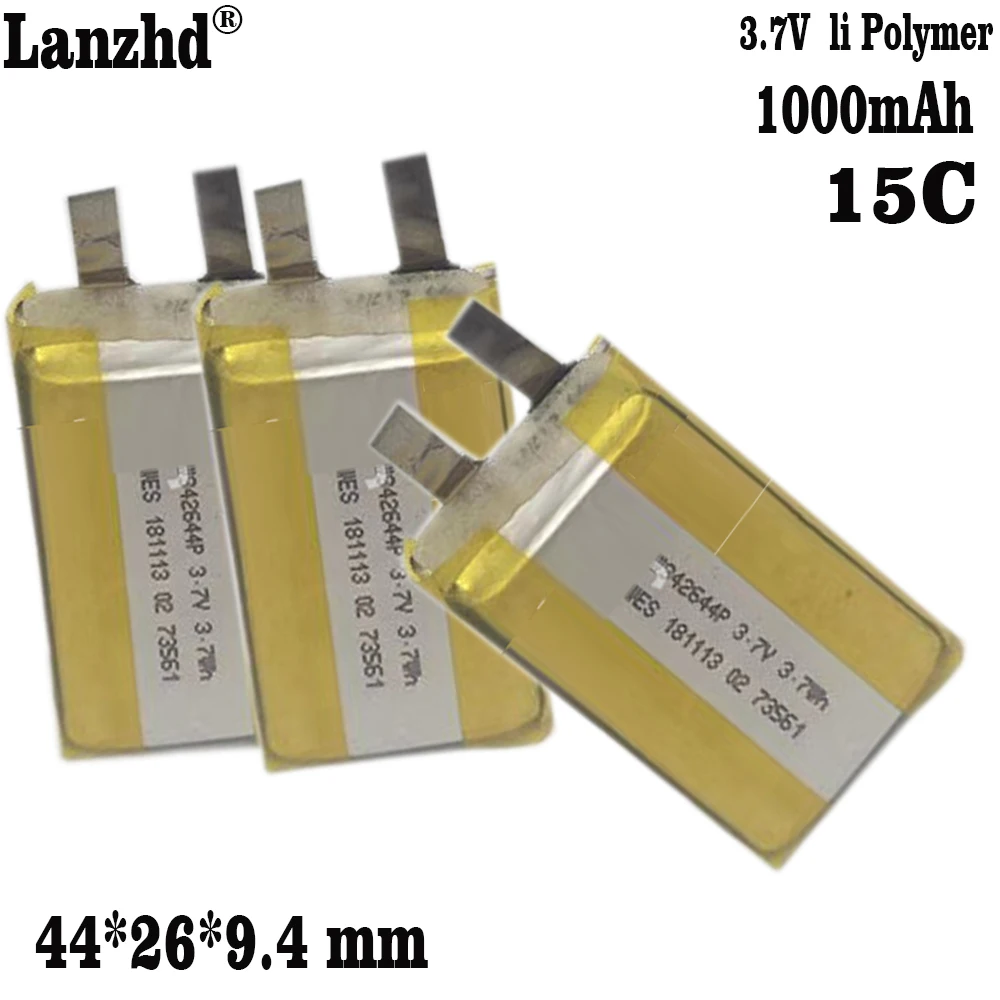 1-12pcs 3.7V 1000mAh  942644 Rechargeable Polymer 15C Li-ion Battery For Start power supply car igniter spot welder model plane