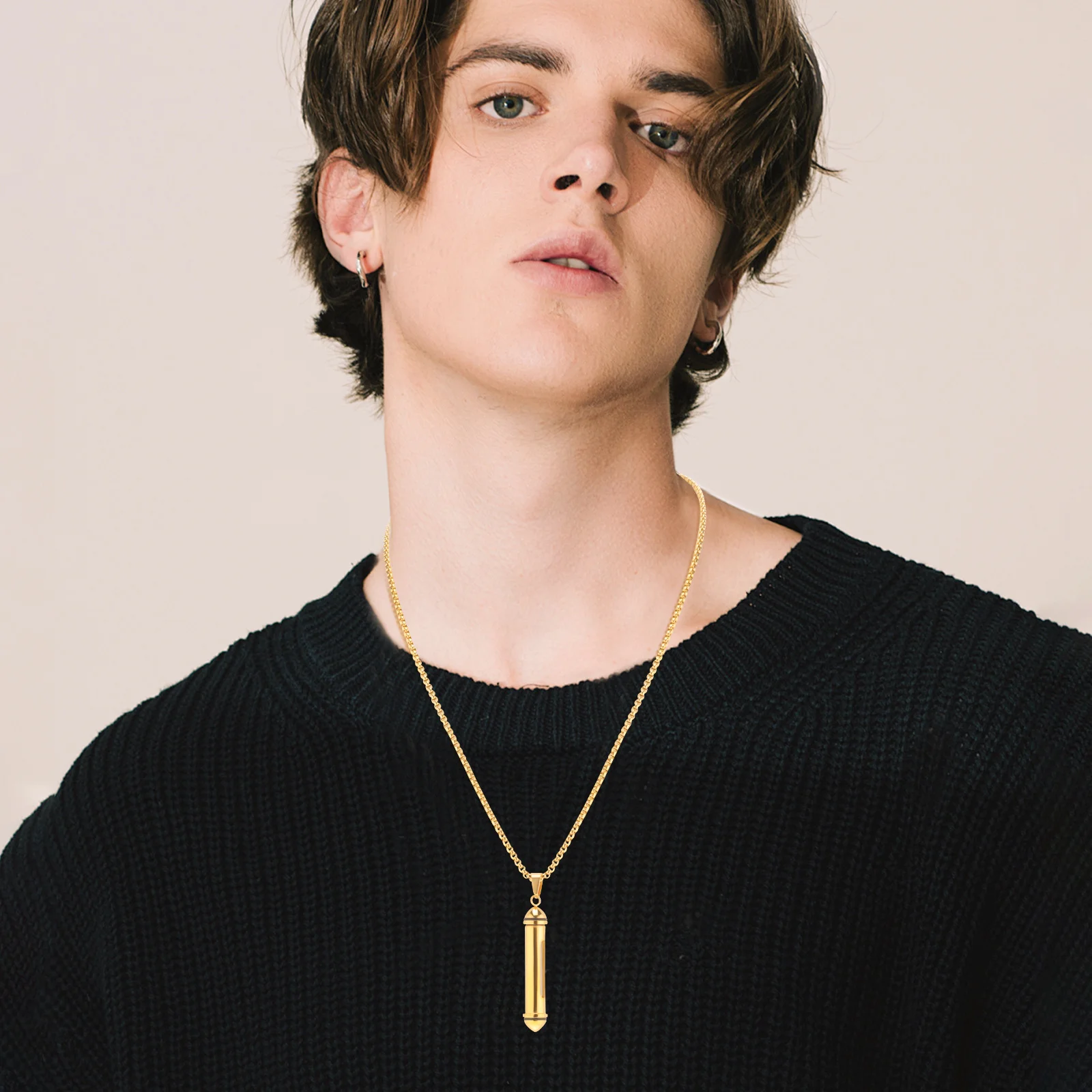 

Titanium Steel Ash Keepsake Necklace Cylinder Cremation Urn Memorial Pendant for Loved One Hair Ashes Pet Memorial Jewelry