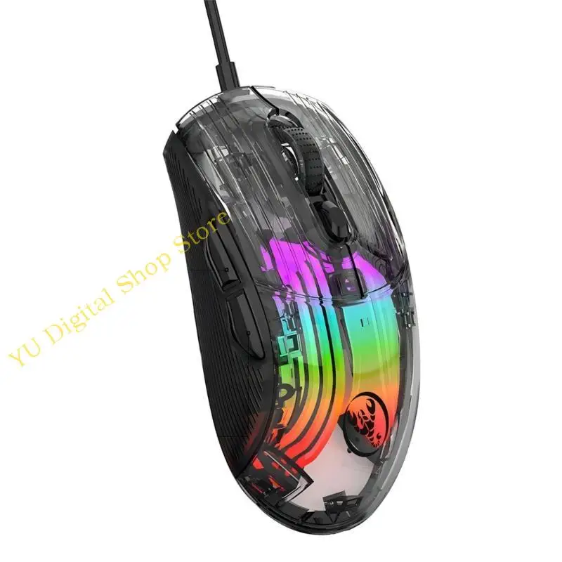 

96ba sdered Gaming Mouse 6 Регулируемые 12800 баллов RGB режимы освещения прозрачны