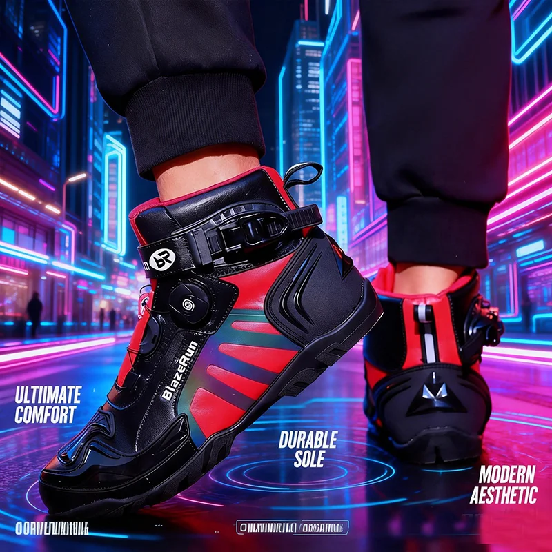 

Мотоботы для мужчин, защитные ботинки для езды на мотоцикле, всесезонные, с защитой голеностопа