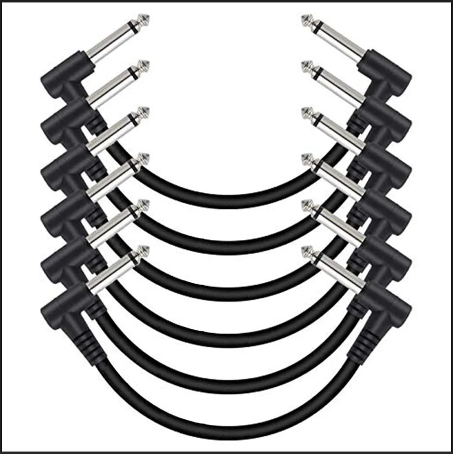 6 Pack 7.8In Guitar Patch Cables,Colorful/Black Guitar Pedal Cable Effect Cable Cord,1/4