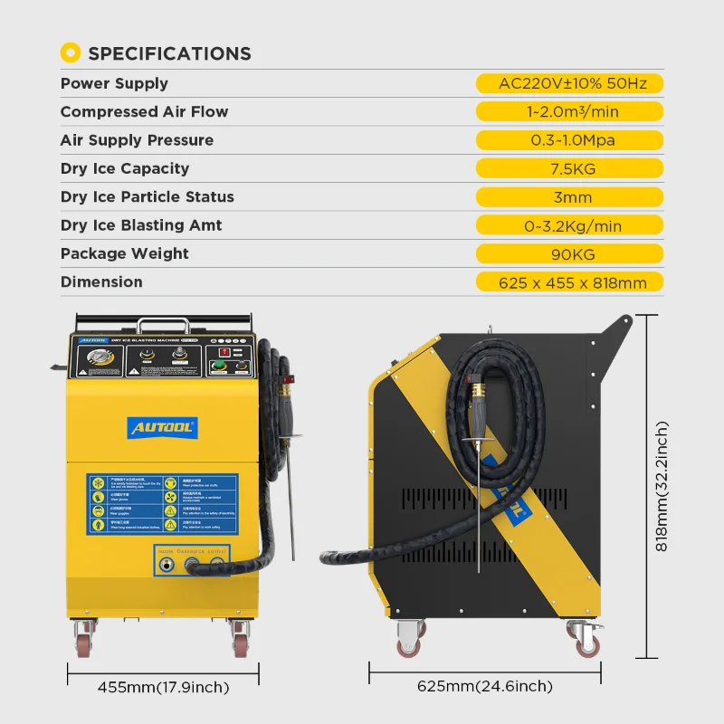 Máquina de limpieza por explosión de hielo seco Autool de alta presión, venta al por mayor, Mini equipo de descarbonización de lavado de carbono con motor de 110V y 220V