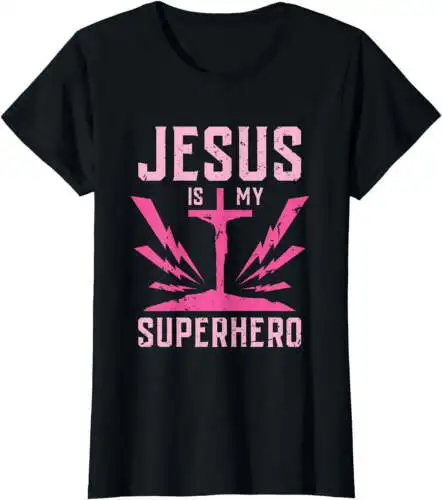 Womens Funny Jesus Tshirt JESUS is my SUPERHERO T-Shirt