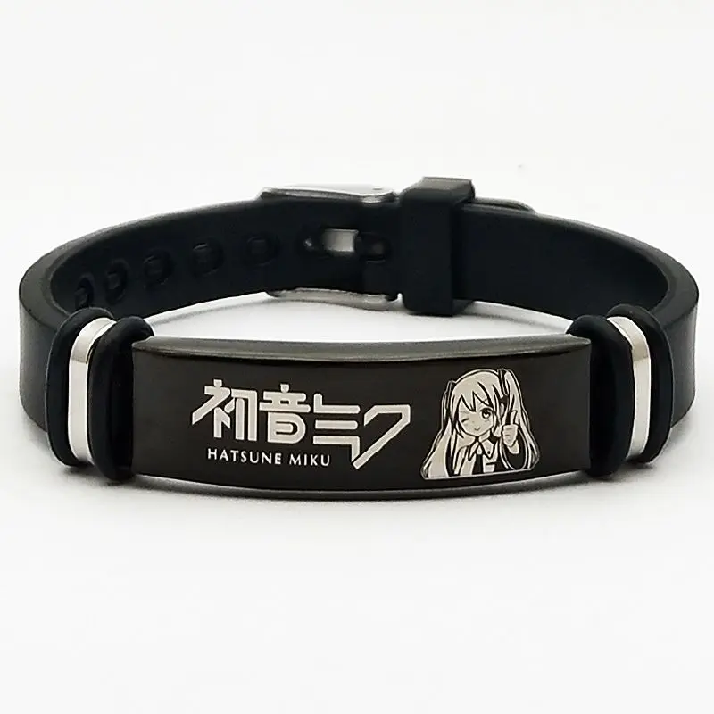 

Hatsune Miku bracelet miku green onion anime peripheral titanium steel silicone diy bracelet two-dimensional birthday gift