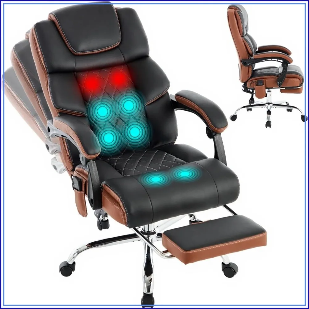 500lbs Office Chair Massage, Reclining, Vibration Heat, Footrest Office, Desk, Big and Tall