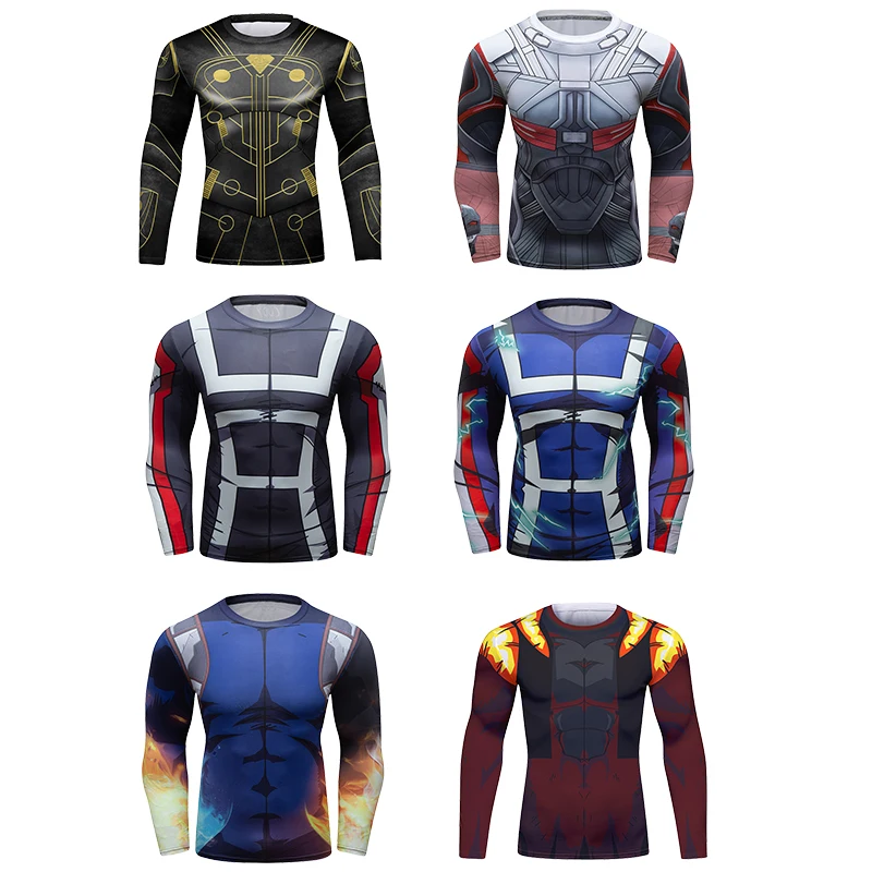 Cody Lundin Men’s Long‑Sleeve Compression Multi‑style Graphic Print Rashguard Flatlock Stitching Gym Boxing Fitness Athletic Top