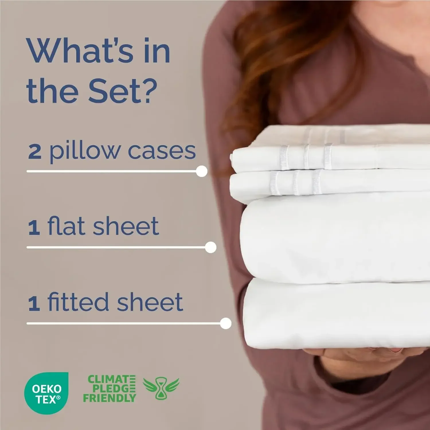 Full Size 4 Piece Sheet Set - Comfy Breathable & Cooling Sheets - Hotel Luxury Bed Sheets for Women & Men - Deep Pockets, Easy-Fit, Extra Soft and Wrinkle Free Sheets - White Oeko-Tex Bed Sheet Set - view 2