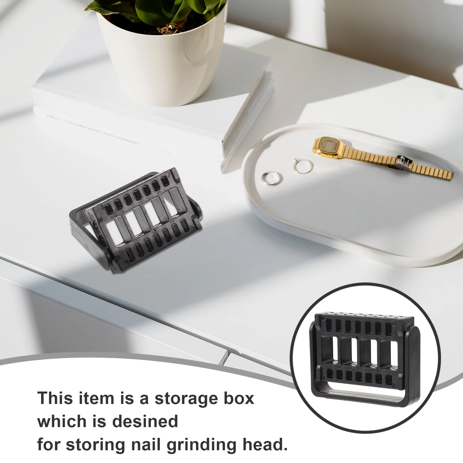 

Nail Grinding Head Holder Black Portable Manicure Tool Organizer Large Capacity Grinding Tool Storage Box For Home