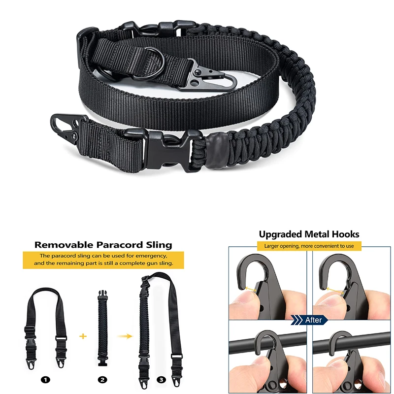 

CVLIFE Removable 550 Paracord Sling Strap Adjustable Length with Larger Opening Metal Hook