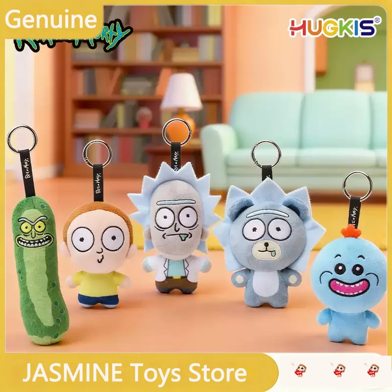 Genuine Rick and Morty Plush Keychain Rick Doll Bag Charm Cute Anime Peripheral Backpack Pendant Christmas Gift Collectible Toy