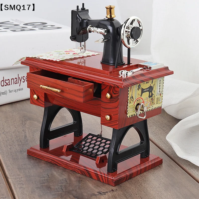 Sewing Machine Music Box Retro Sewing Clockwork Home Crafts Decoration Gift【SMQ】
