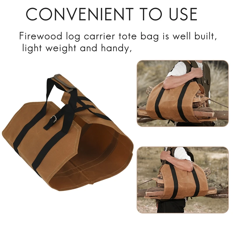 Fireplace Carrier Waxed Firewood Canvas Log Carrier Tote Bag Outdoor Log Tote Large Wood Carrying Bag With Handles