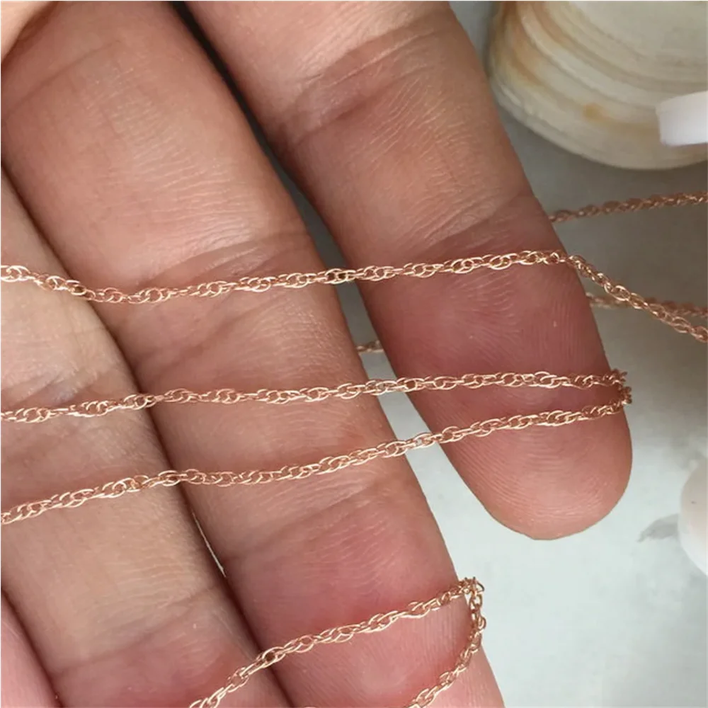 Cadena de cuerda de trigo inacabada a granel llena de oro rosa de 14K para collar y pulsera de 3,28 pies (aproximadamente 1m)