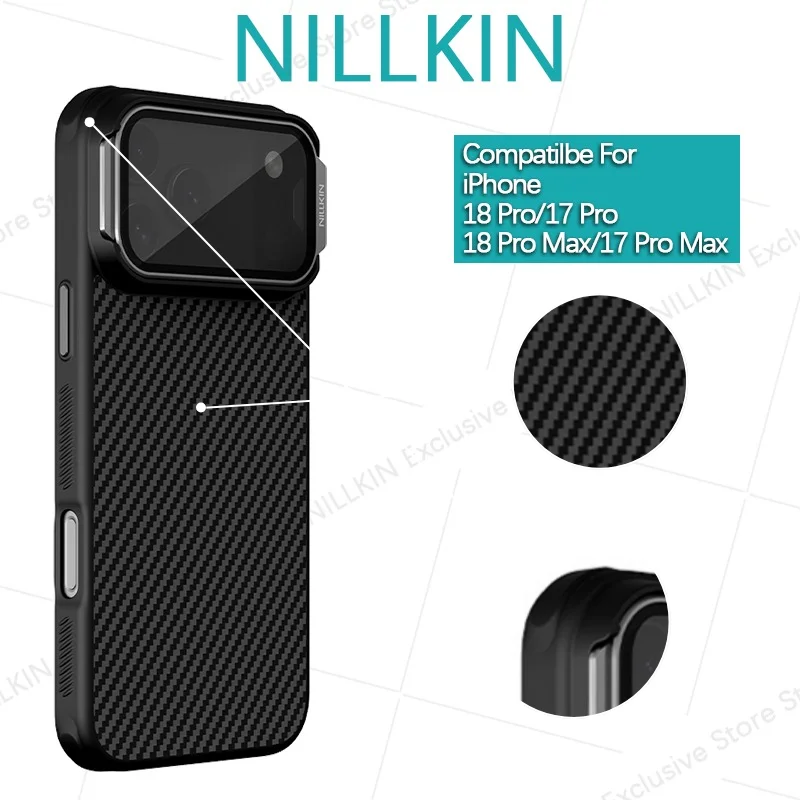 Nillkin für iPhone 18 17 Pro Max CarboProp Magnetische Aramid-Faser Klare Linsenabdeckung Halterung Magsafe Handyhülle Schutzhülle