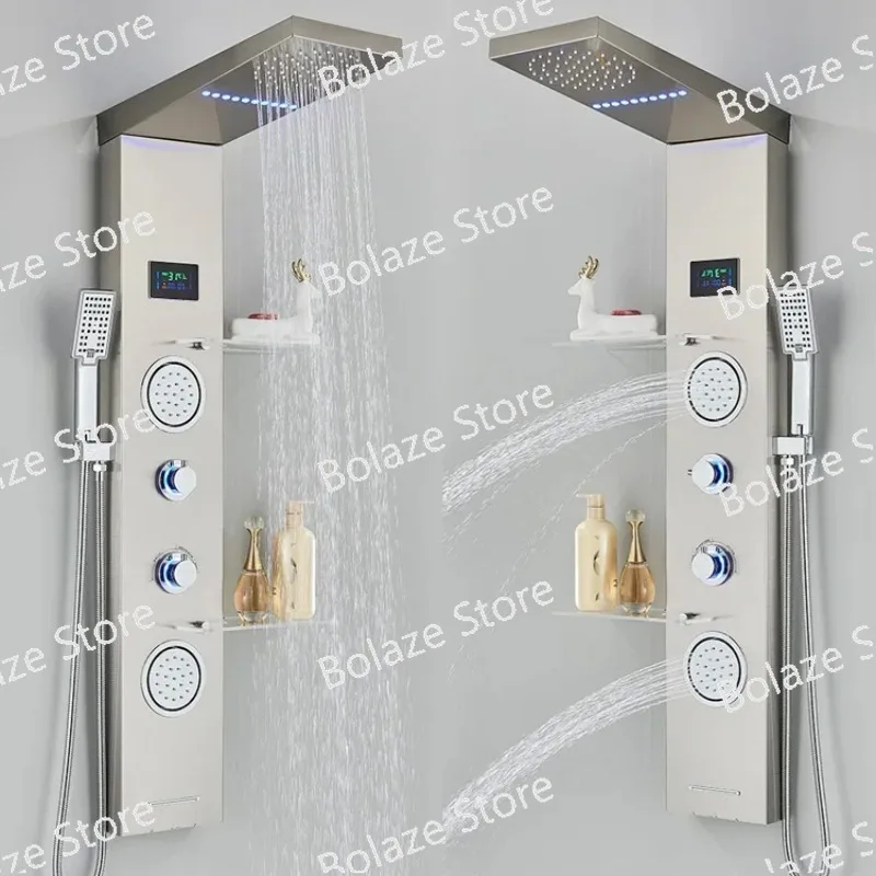 Hot Sell Bathroom Wall Mounted Stainless Steel Waterfall Shower Column LED Shower Panels