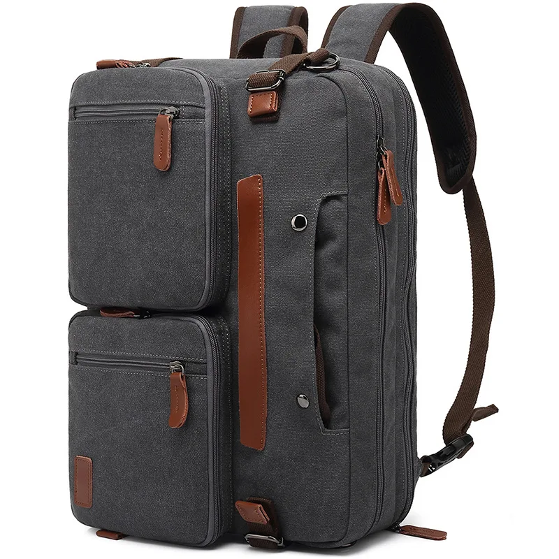 Multifunction Men\'s Vintage black canvas backpack stylish travel backpack man waterproof laptop backpack Executive bag handbag