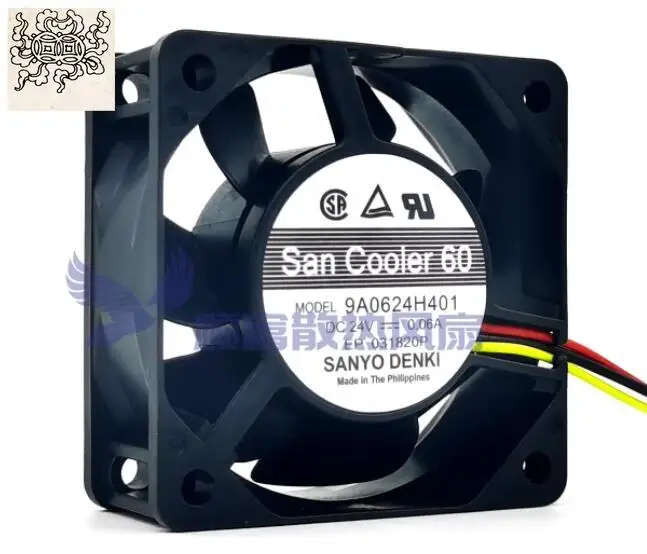 

Ltsf For Sanyo Denki 9A0624H401 DC 24V 0.06A 60x60x25mm 3-Wire Server Cooling Fan