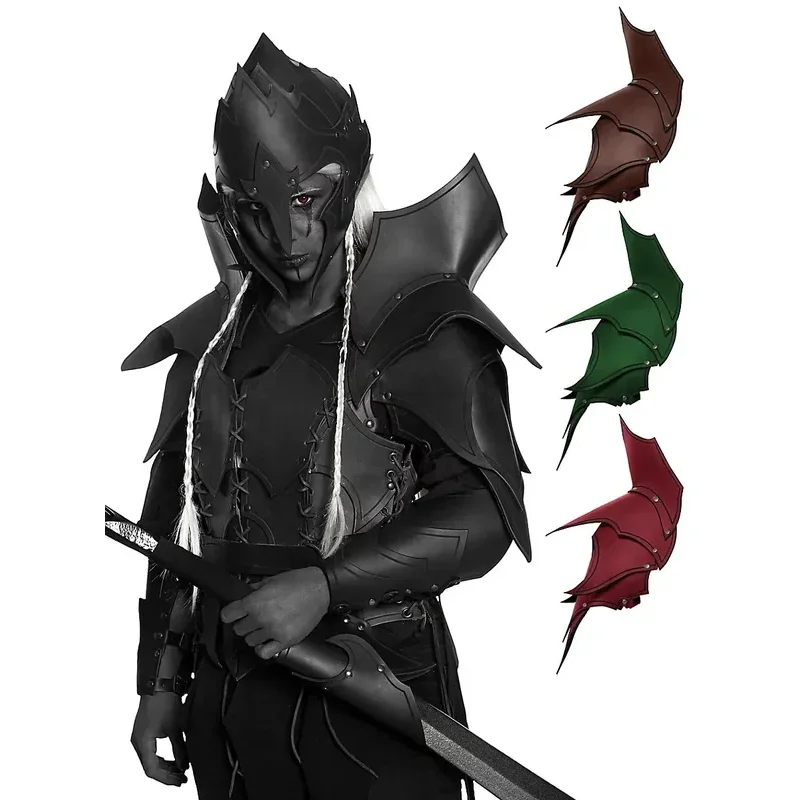 الرجال القرون الوسطى زي المهنية الجلود بولدرونز الكتف درع فارس المحارب تأثيري Larp ملحق هالوين كرنفال فستان hkh